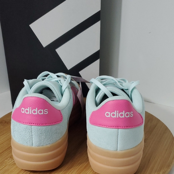 Adidas VL Court Bold Mint Pink Stripes Suede Skateboarding Sneakers W 10 NWT - Picture 5 of 12